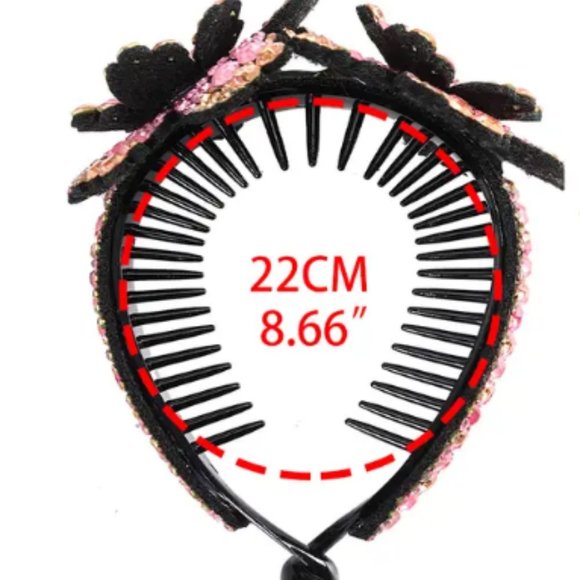 LARGE CRYSTAL FLORAL BUN SURROUND in Blue - Picture 3 of 5